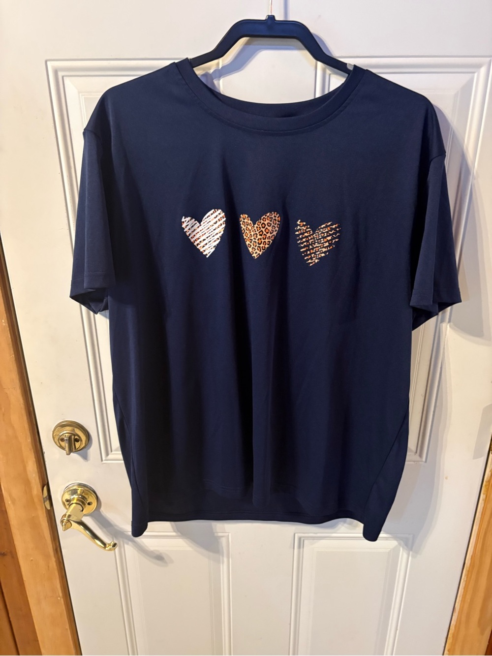 SHEIN Navy Blue Tee with Leopard Heart Trio Size 3XL